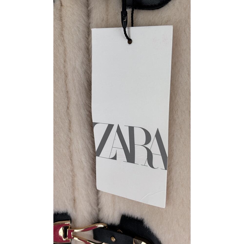 Zara Double Faced Toggle Faux Fur Jacket Cream Womens Size Large New - Picture 11 of 11